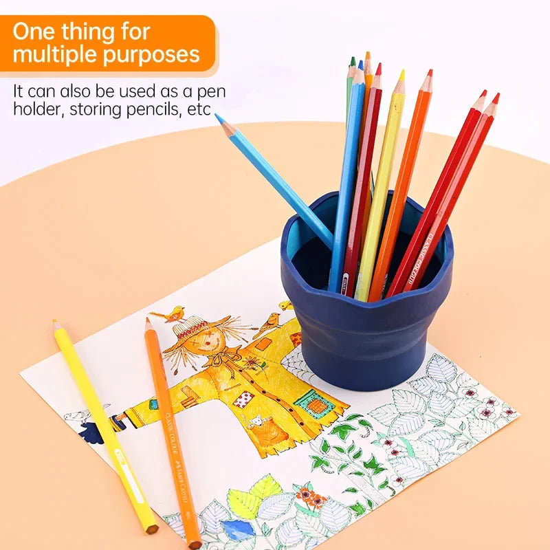 Faber Castell Portable Watercolor Paint Washing Bucket – Scalable Telescopic Folding Brush Washer Cup