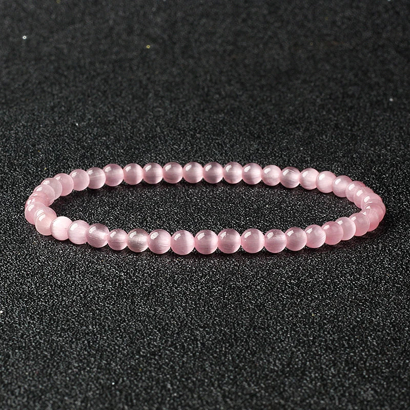 4mm Natural Stone Bead Stretch Bracelet for Men & Women – Agate Lava Handmade Reiki Crystal Jewelry