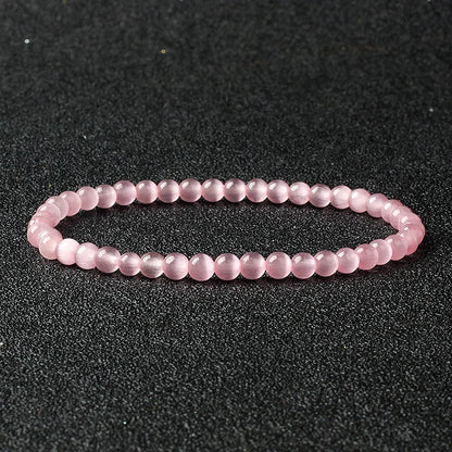 4mm Natural Stone Bead Stretch Bracelet for Men & Women – Agate Lava Handmade Reiki Crystal Jewelry