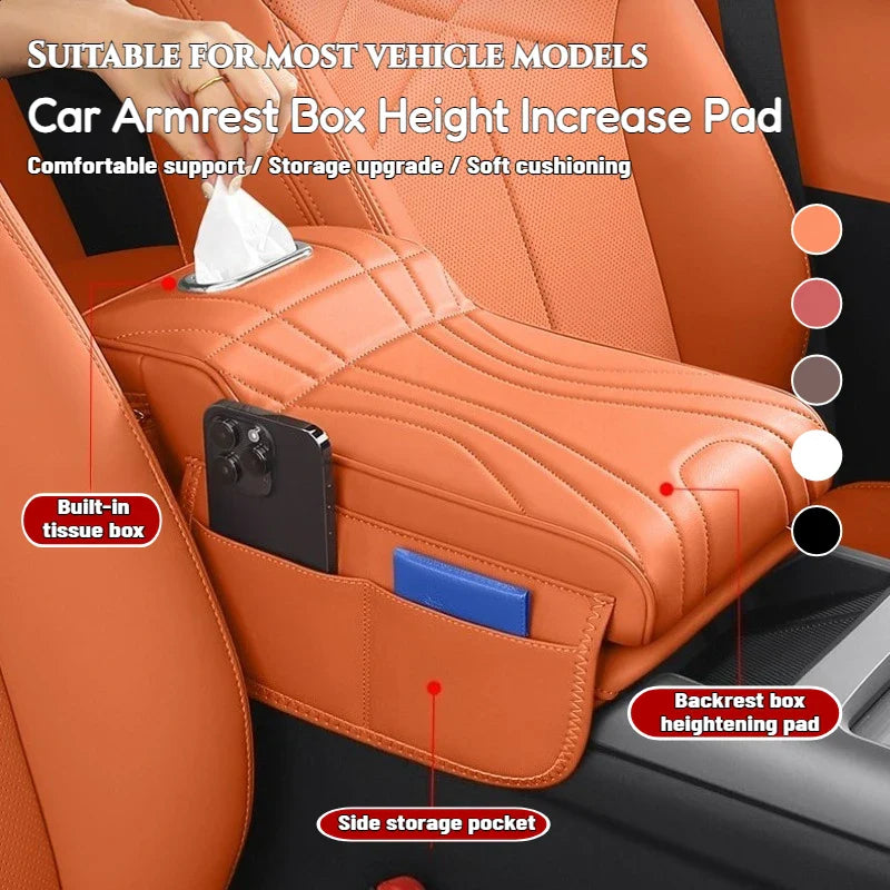 Car Armrest Height Increase Pad with Storage Bag – Leather Center Console Cover for Jaecoo J7, Jetour T2 & Haval H9 (2024–2025)