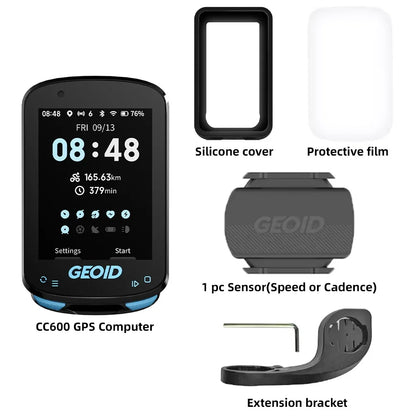 GEOID CC600 Bike Computer – Color Screen Smart GPS Speedometer with Wireless ANT+, WIFI, 11 Languages & Cycling Odometer