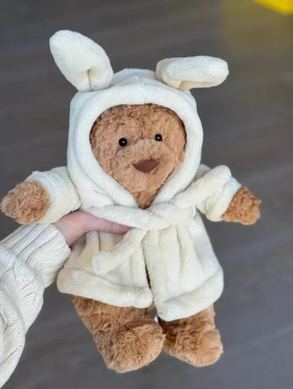 Jellycat Spot Barcelona Bathrobe Bear – Eggplant & Strawberry Bear Dolls, Cute Soothing Companion for Children's Festival Gifts