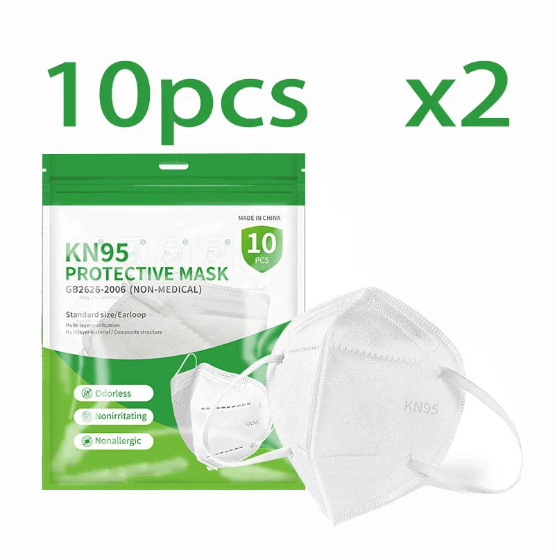 50/100PCS Adult KN95 Masks – Black & White, 5-Layer Dustproof Face Mask with Breathable Design & Adjustable Nose Bridge