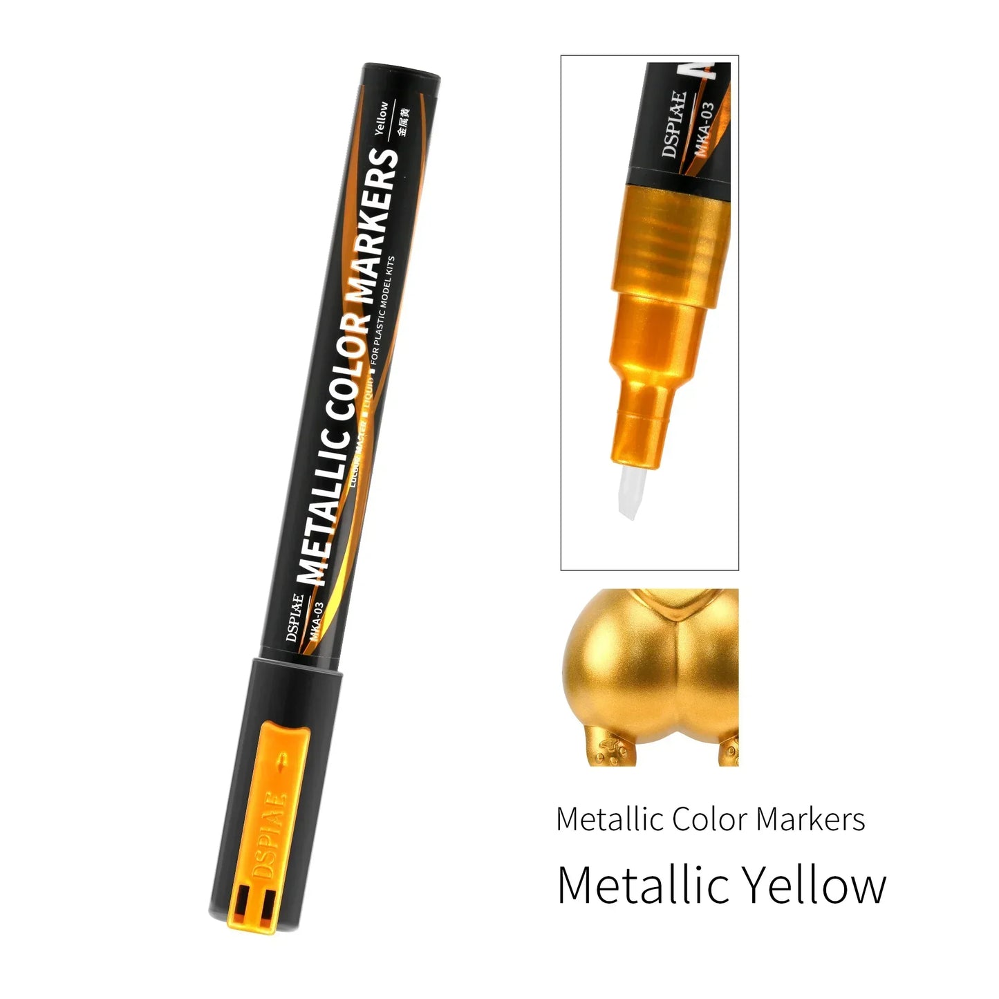 DSPIAE MKA Super Metallic Brush Pen – 12 Water-Based Colors with Soft Tip for Gundam & Mecha Model DIY Hobby