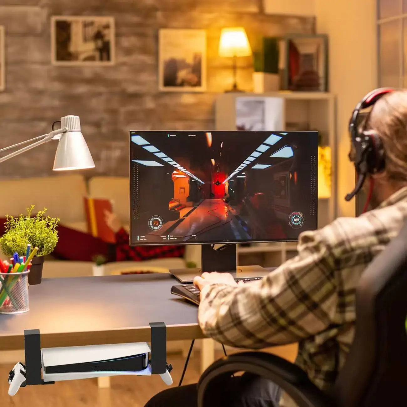 Under-Desk Mount for PS5, PS5 Slim & PS5 Pro – Horizontal Stand for Disc & Digital Edition Console