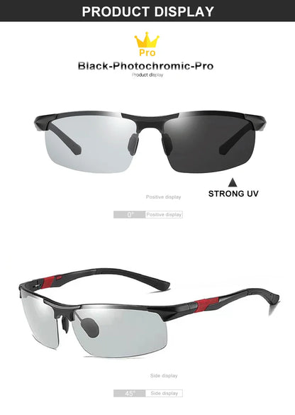 CLLOIO Aluminum Photochromic Sunglasses – Polarized Day & Night Chameleon Glasses for Men, Anti-Glare, UV Protection, Color Changing Sun Glasses