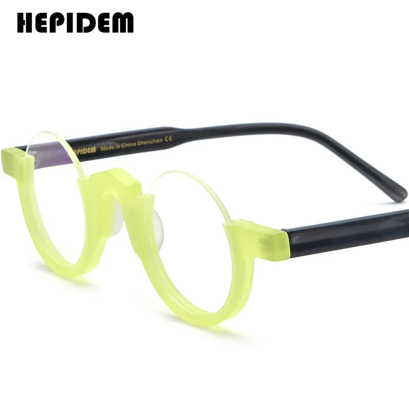 FONEX HEPIDEM Acetate Eyeglass Frames - Retro Round Vintage Eyewear for Men & Women