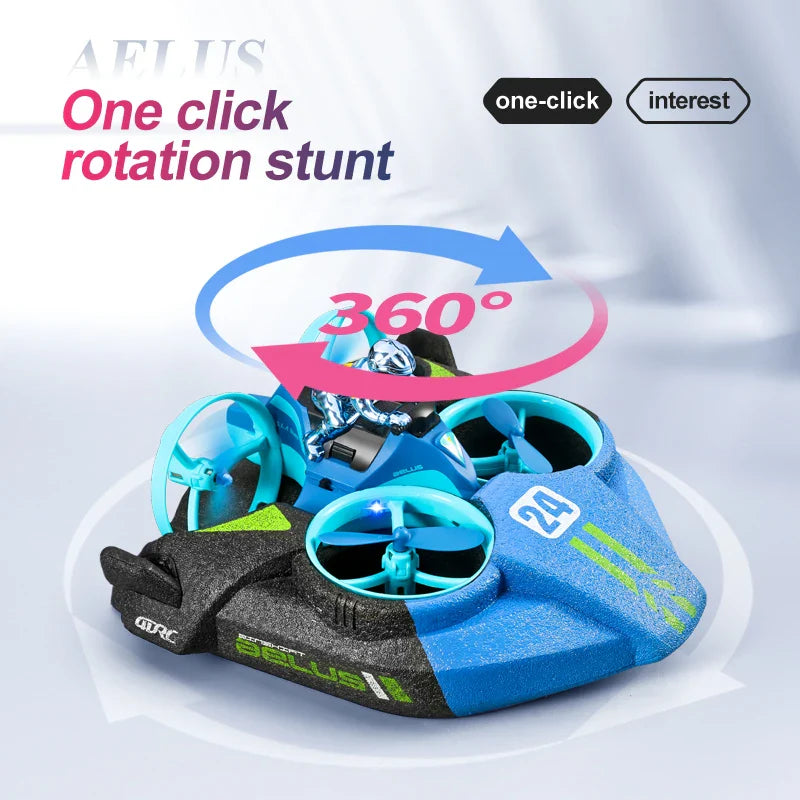 4DRC Mini RC Drone – 3-in-1 Sea, Land & Air Quadcopter with Altitude Hold, Headless Mode & 2.4G Remote Control Helicopter Toy