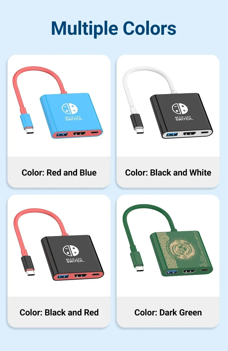 Switch Portable Type-C Docking Station – HDMI & USB 3.0 Hub, Compact Travel & Gaming Adapter