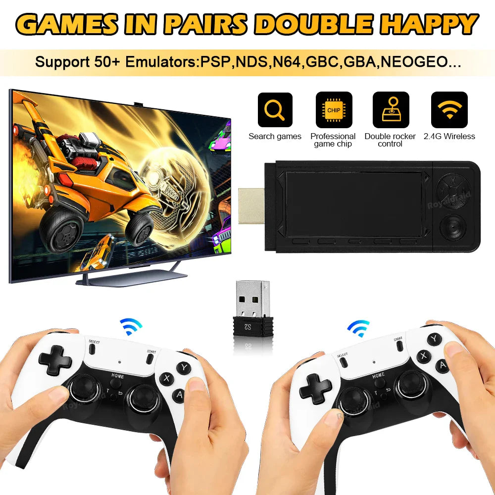NEW 128GB X9 PRO Retro Game Console — TV Video Game Stick with 45+ Emulators for PS1, PSP, NDS, N64 & 40,000+ Games, 2.4G Dual Controllers