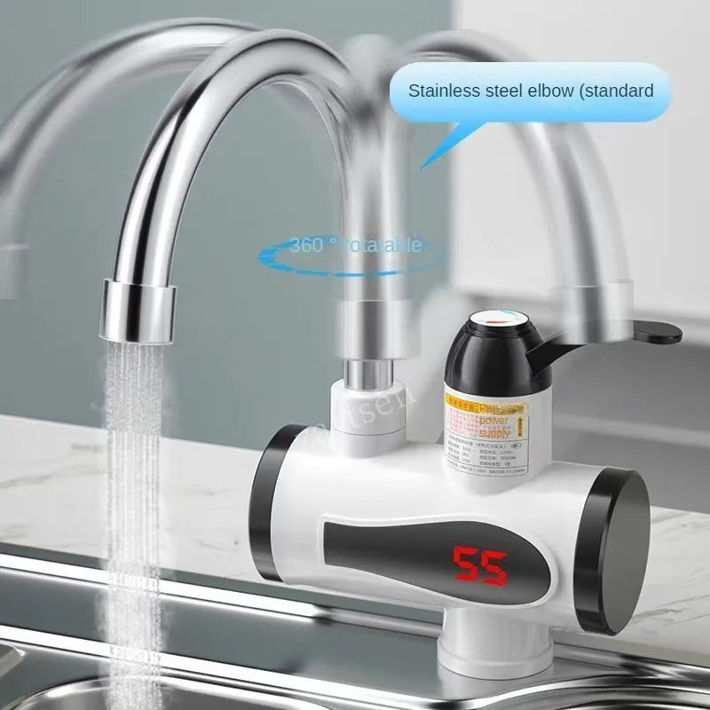 Electric Instant Kitchen Water Heater Faucet — Tankless Hot & Cold Heating Tap