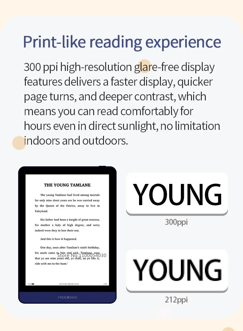 Meebook M6 6" E-Reader | 300PPI E-Ink Screen, Dual Color Frontlight, 3G & 32GB Android 11