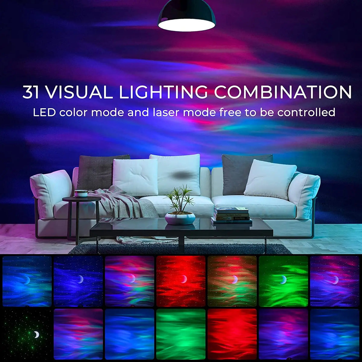 Aurora Galaxy Star Projector Night Light – Northern Lights & Moon Lamp for Bedroom Decor | Bluetooth Music, Starry Sky Atmosphere Nightlight