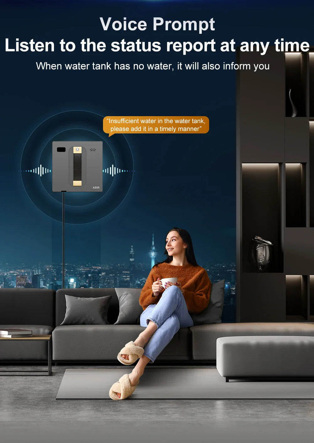 ABIR WD8 Robot Window Vacuum Cleaner – Dual Ultrasonic Spray, APP & Remote Control, Smart Home Glass Mop & Auto Wall Cleaning Robot