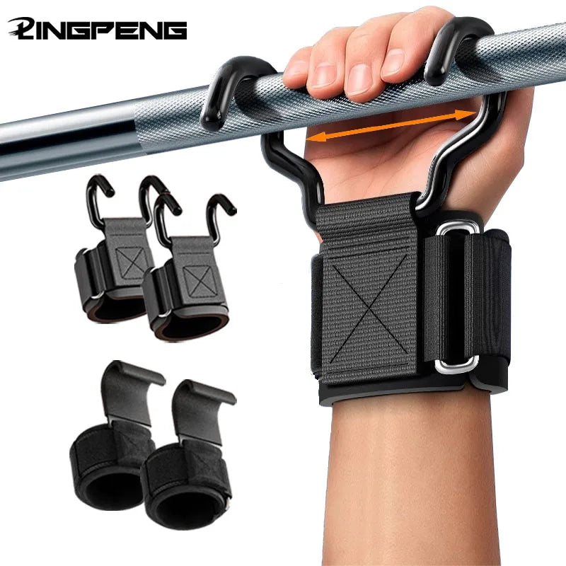 Weight Lifting Hook Grip Straps with Wrist Support – Gym Fitness Gloves for Pull-Ups, Powerlifting & Strength Training Grip Assistance
