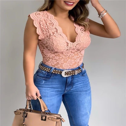 Women’s Lace Camisole Tank Top – Sexy V Neck Summer Bralette Vest in Candy Colors