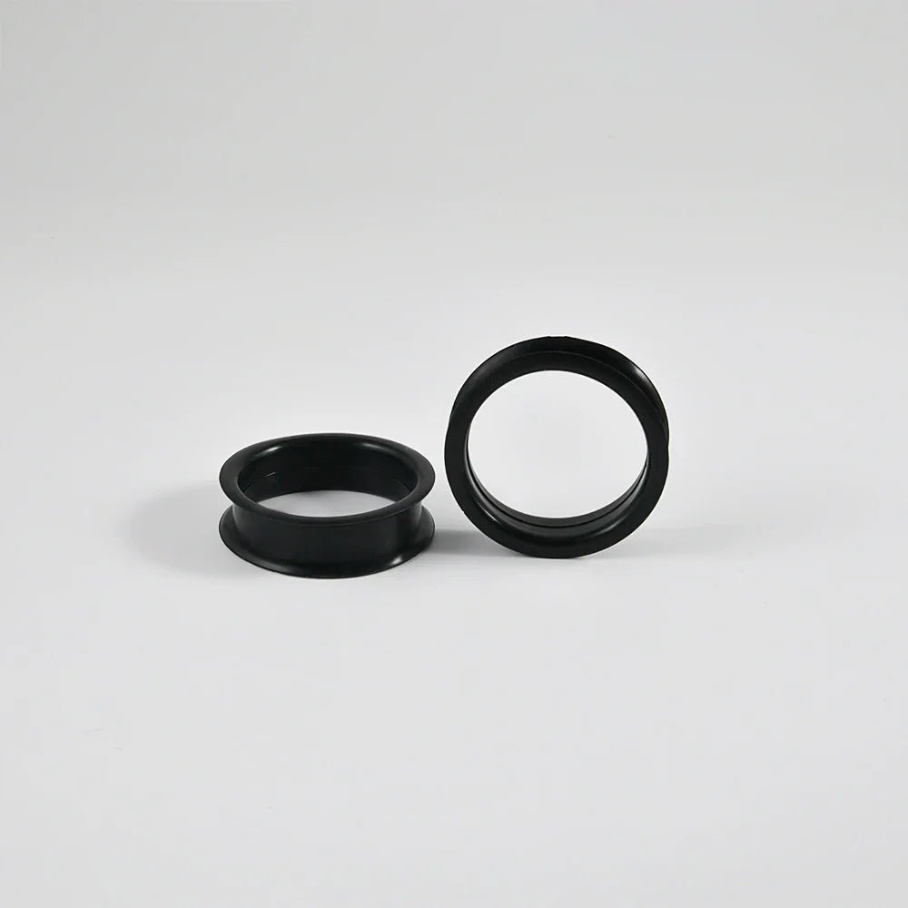 Pair of Supersize Black Silicone Double Flared Ear Tunnel Plugs — Flesh Gauge Expander Stretchers for Piercing