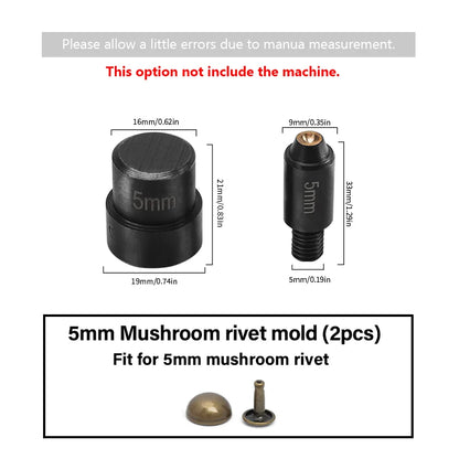 WUTA Manual Button Installation Tool – Mute Punching for Mushroom Rivets & Eyelets, DIY Hand Pressing Tool (With/Without Machine)
