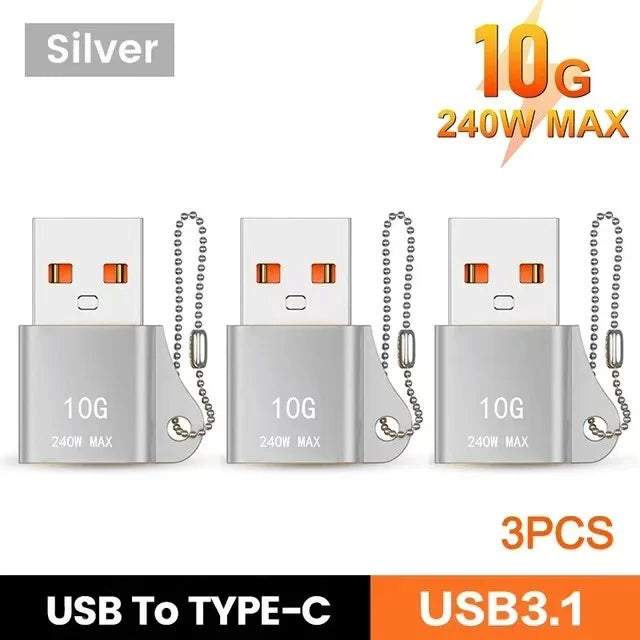USB to Type-C Adapter — 10A OTG USB 3.0 Male to Female Converter for Fast Charging & Data Transfer, Compatible with MacBook, iPhone, Samsung