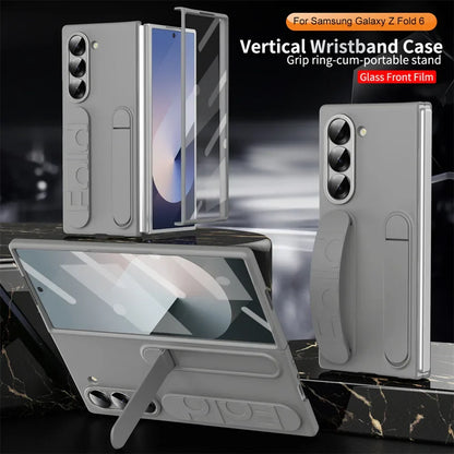 Luxury Wristband Case for Samsung Galaxy Z Fold 3-7 – Invisible Bracket Silicone Cover with Hand Strap & Folding Stand