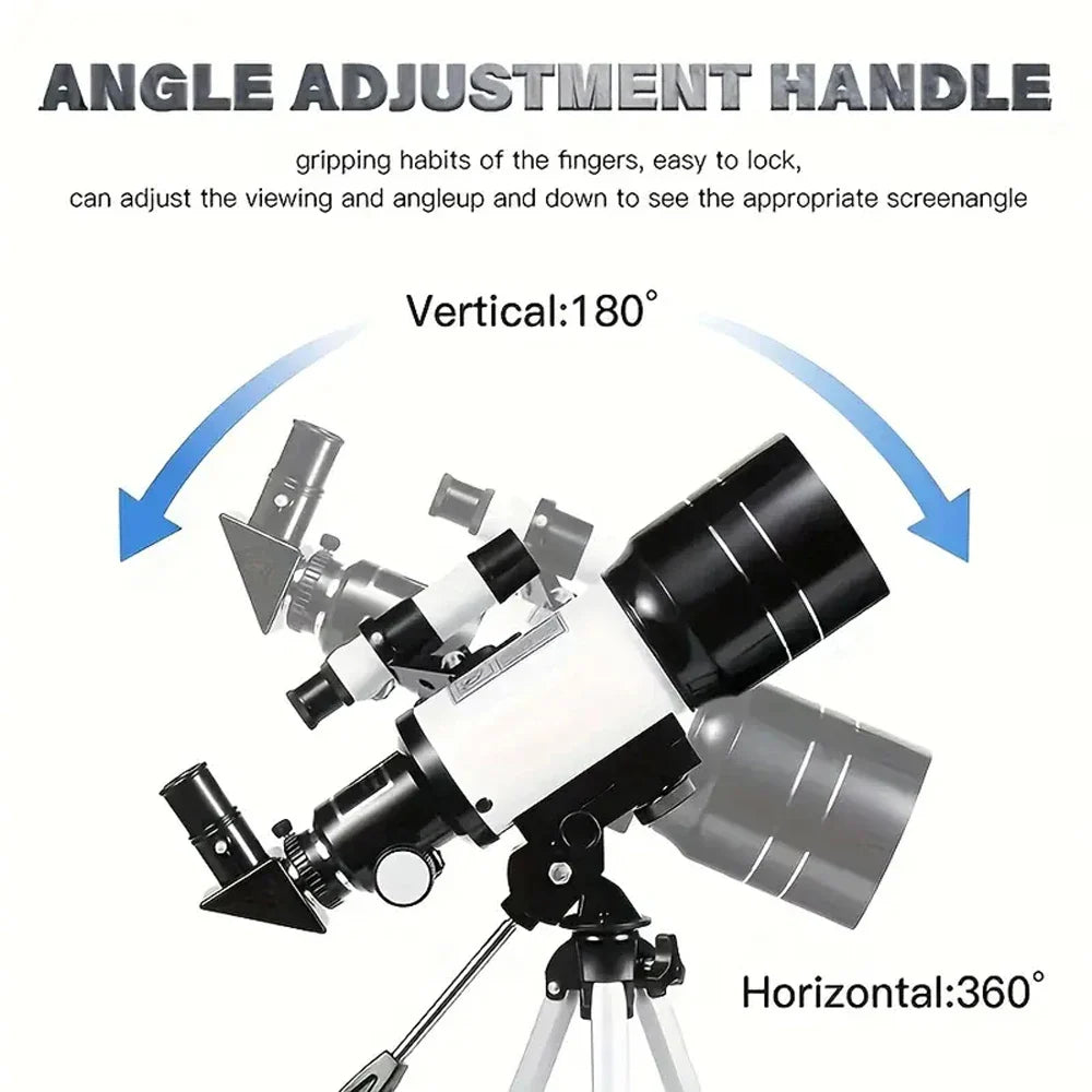 150X Astronomical Telescope – 70mm Refractor Portable Travel Scope with Phone Adapter & Wireless Remote