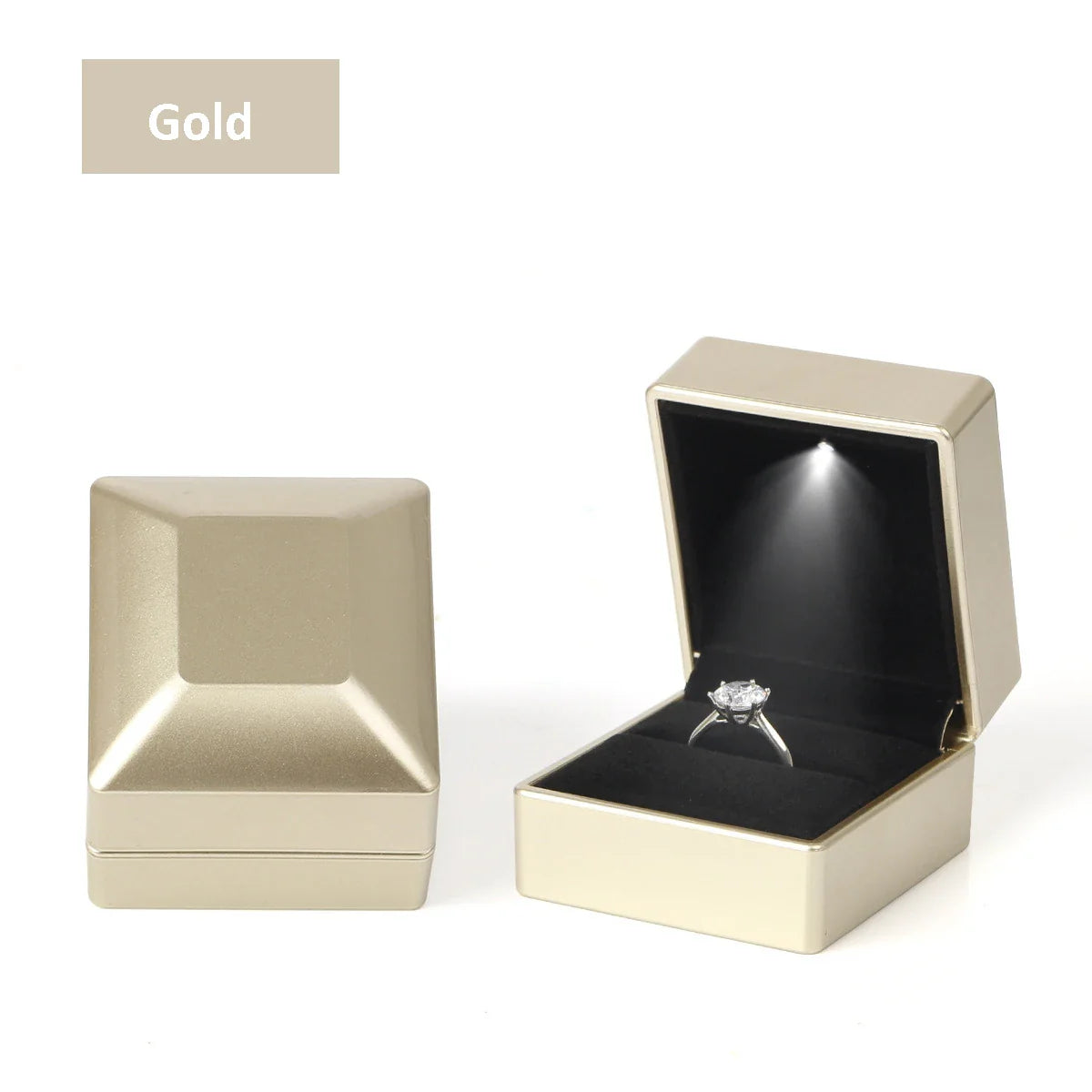 LED Jewelry Ring & Necklace Box — Luxury Velvet Display Case with Light for Engagement, Proposal & Wedding Gifts