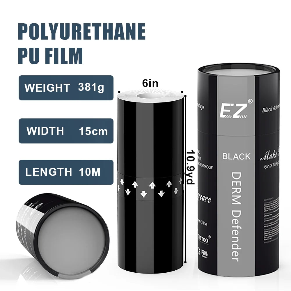 EZ Premium Derm Defender Tattoo Film – Clear Adhesive Protective Shield for Aftercare & Tattoo Healing