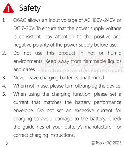 ToolkitRC Q6AC Charger — AC 400W/DC 1000W 4CH with USB A/Type-C, LiPo 1-6S, NiMH 1-16S, PB 1-10S, IPS Display