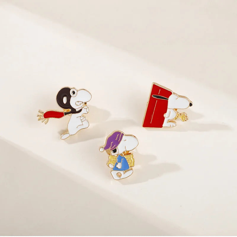 7 Pcs Kawaii Snoopy Brooch Set | Cartoon Anime Alloy Pins for Clothes, Bags & Accessories