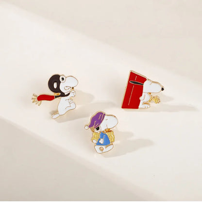 7 Pcs Kawaii Snoopy Brooch Set | Cartoon Anime Alloy Pins for Clothes, Bags & Accessories