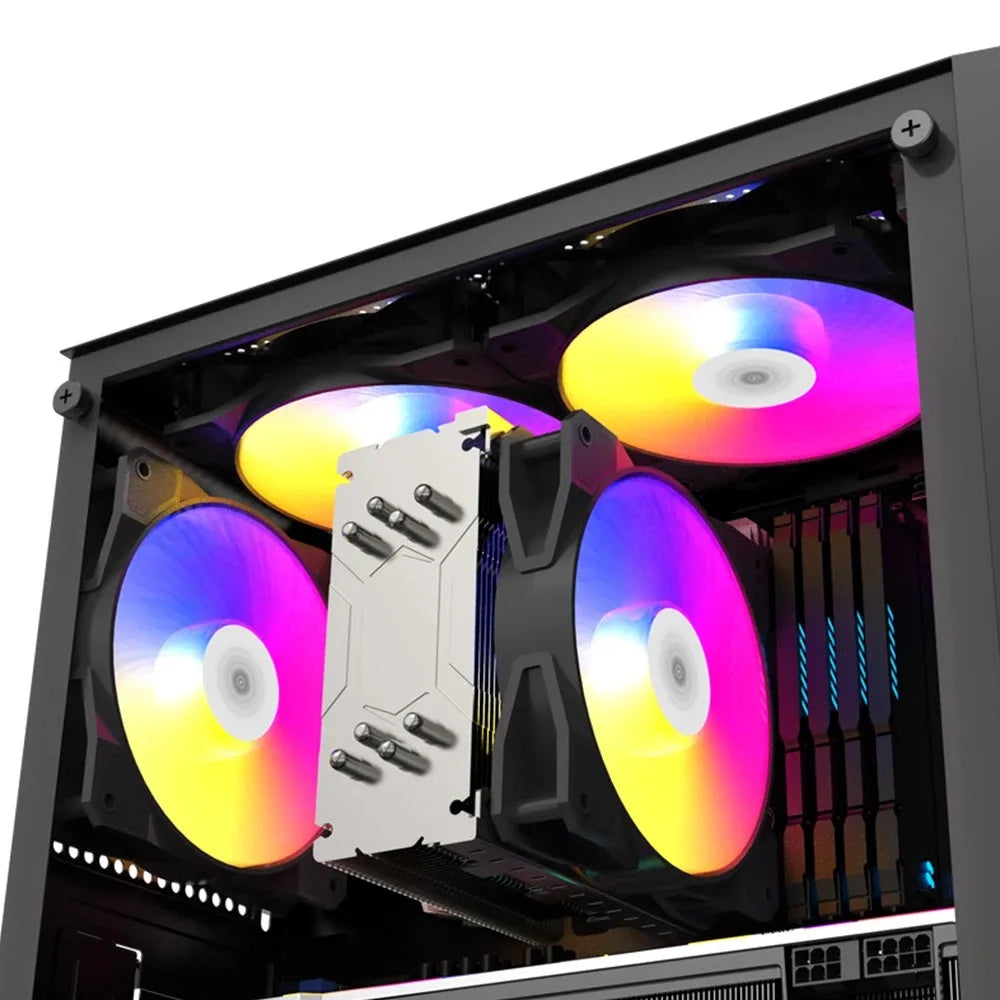 TEUCER P16 120mm RGB PC Case Fan – Silent 4-Pin CPU Cooler with Rainbow Lighting