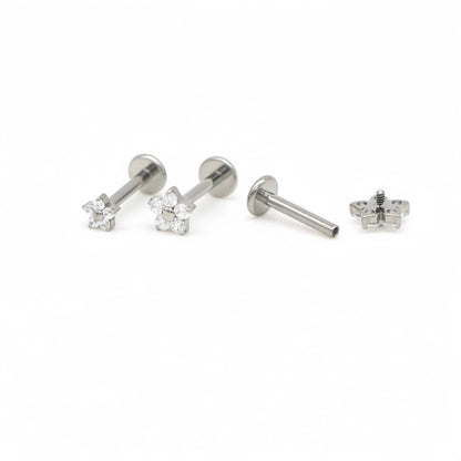 12Pcs Mini Flower Ear Studs G23 Titanium F136 16G Labret Bar Piercing Jewelry – Tragus, Helix, Daith & Lip Body Jewelry Set (3.4–5.4mm)