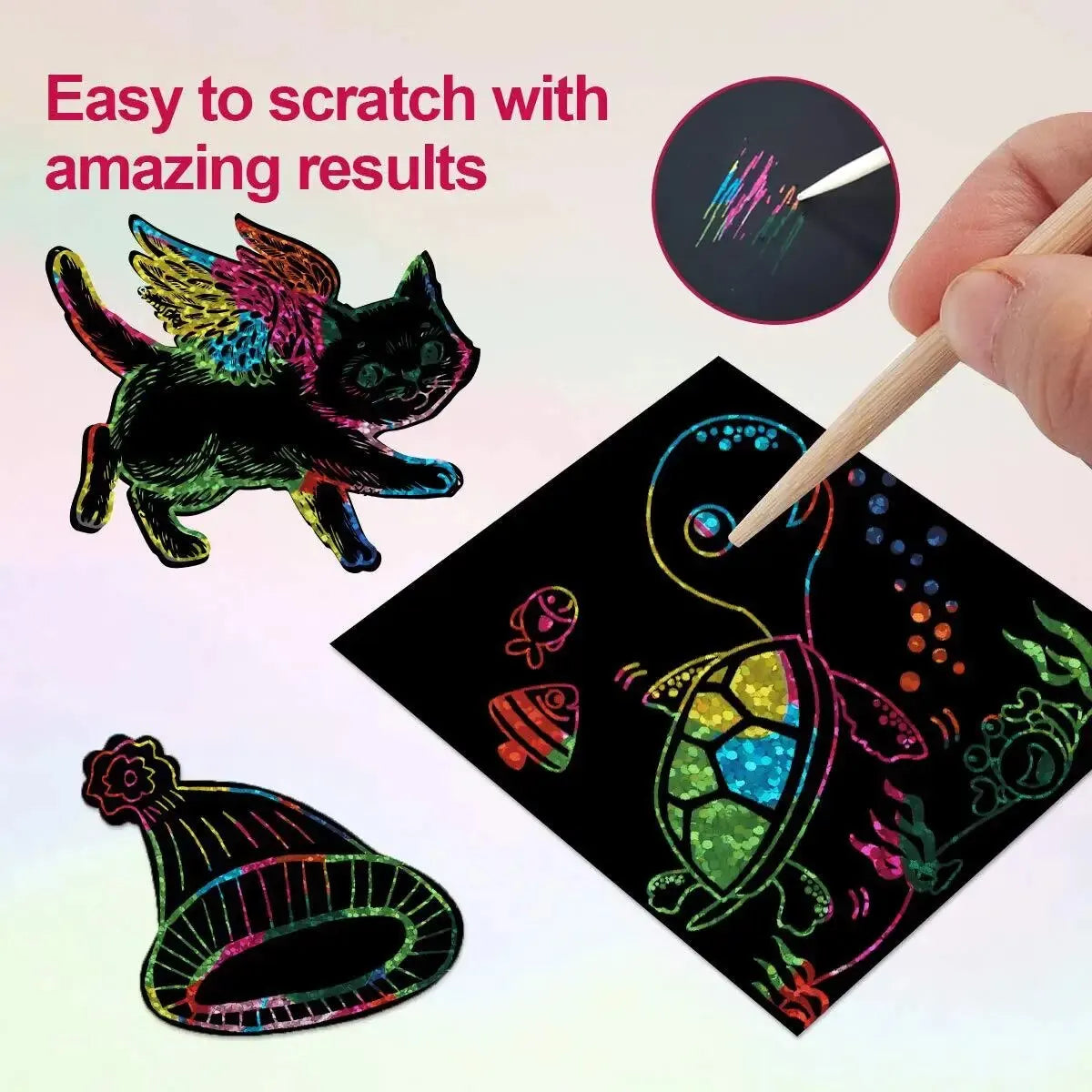 Dazzling Scratch Painting Kit – Parent-Child Interactive Handmade Art & Note Cards