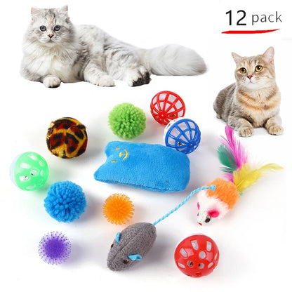 20-Piece Cat Toy Set - Interactive Kitten Toys with Feather Wand, Sisal Mouse, Bell & Balls