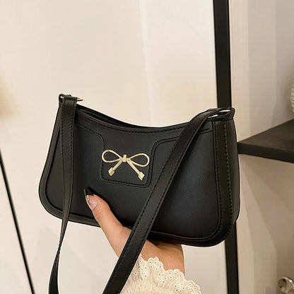 Women’s Shoulder Bag — Elegant Bow Large Capacity Soft Tote Handbag for Casual Daily Use