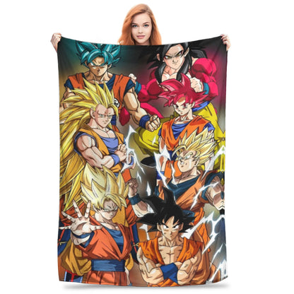 Dragon Ball Z Anime Blanket – Goku Flannel Throw for Bed & Sofa, Warm Cozy DBZ Blanket for Spring & Autumn