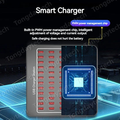 300W Universal Multi USB Charger Station – 60-Port Fast Charging for iPad, iPhone 11/12/13 Pro Max, Samsung Tablet