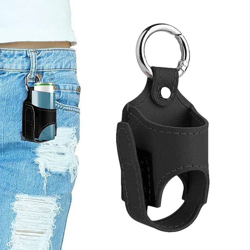 PU Leather Inhaler Case Holder with Metal Buckle - Lightweight & Protective Storage for Travel, Daily Use, School, and Hiking