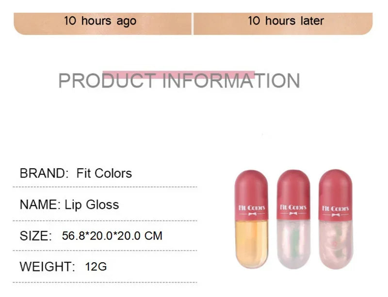 Mini Capsule Liquid Lip Balm – Moisturizing Transparent Color-Changing Plumping Jelly Lip Gloss