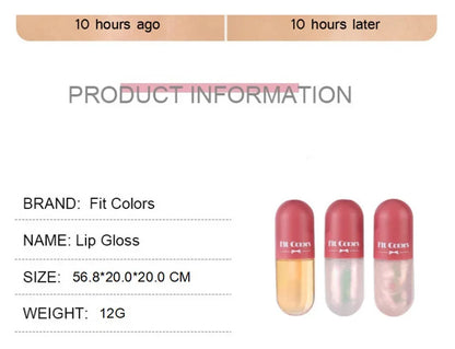 Mini Capsule Liquid Lip Balm – Moisturizing Transparent Color-Changing Plumping Jelly Lip Gloss