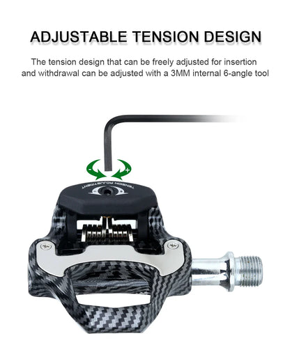 RACEWORK Carbon Fiber Road Bike Pedals Ultra-Light SPD Keo Self-Locking Professional Cycling Pedals