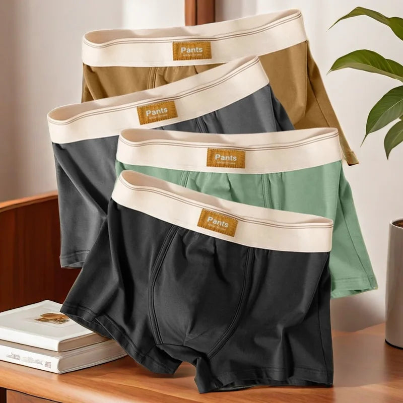 3PCS Men’s Cotton Boxer Shorts – Breathable U-Convex Comfortable Underwear Set for Daily Wear & Sports Trunks