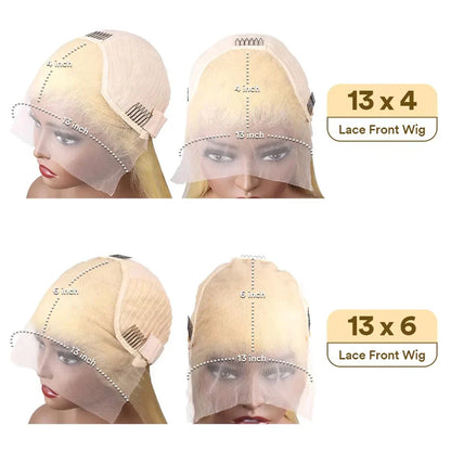 613 Blonde Body Wave Human Hair Lace Frontal Wig 220% Density – HD Transparent 13x4/13x6 Pre-Plucked Brazilian Lace Front Wig for Women