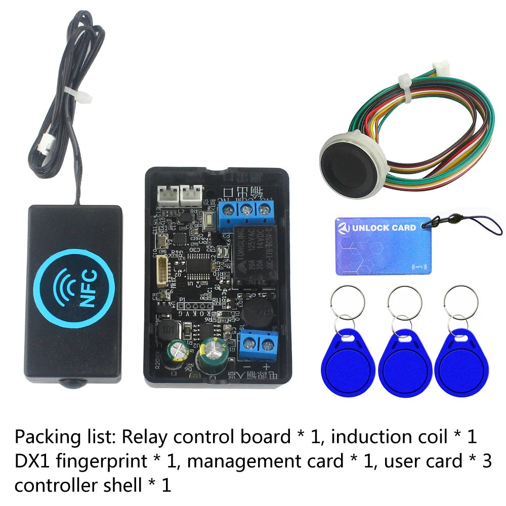 Mobile Phone NFC Fingerprint Relay Control Module – DC10V-120V IC Card Access Controller for Locomotive Car Unlock