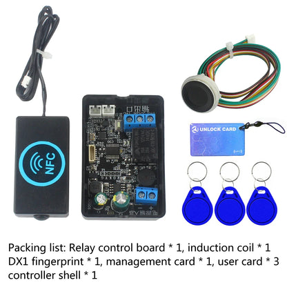 Mobile Phone NFC Fingerprint Relay Control Module – DC10V-120V IC Card Access Controller for Locomotive Car Unlock