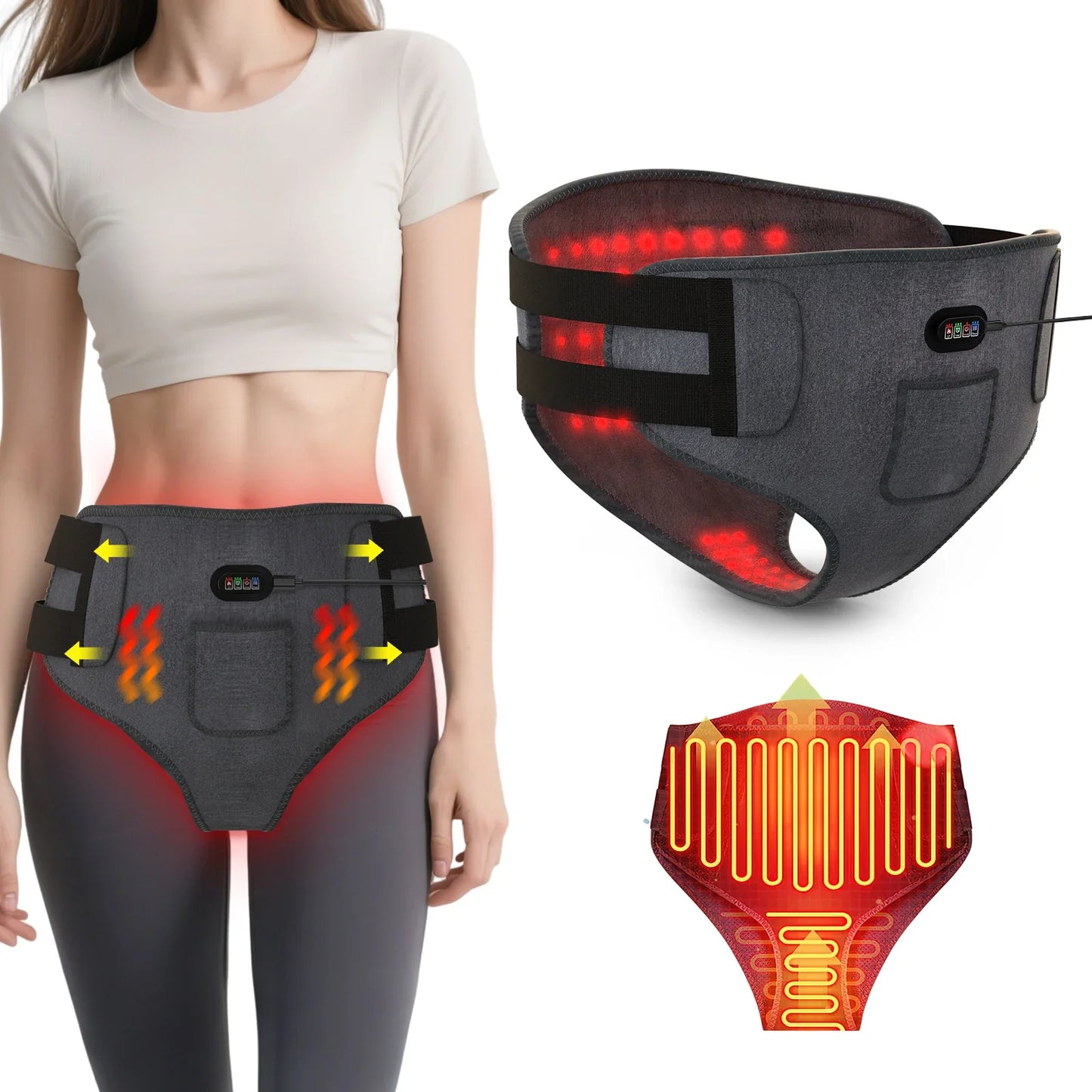 162-LED Red Light Therapy Device – 660nm Vaginitis & Menstrual Pain Relief Massager for Stomach and Waist