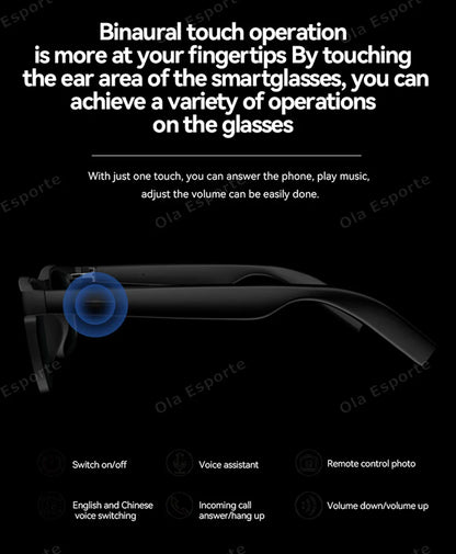 Ola Esporte Smart Glasses — Bluetooth Call Sunglasses, Multi-Functional Anti-Blue Light Wireless Headset for Men and Women