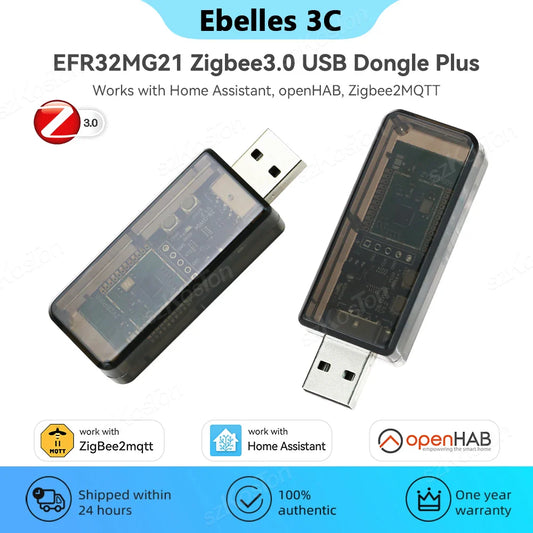 Zigbee 3.0 USB Dongle Plus EFR32MG21 – Universal Open Source Hub Gateway Compatible with Home Assistant, openHAB, Zigbee2MQTT, ZHA, NCP