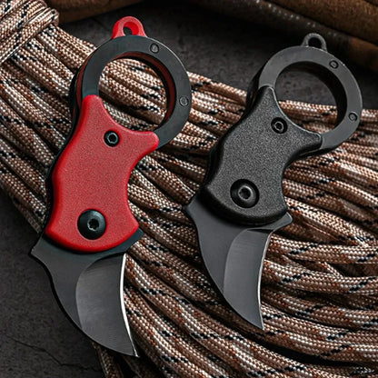 Mini Keychain Pocket Knife – Stainless Steel Camping EDC Tool with Fixed Blade, Peeler, and Portable Chain