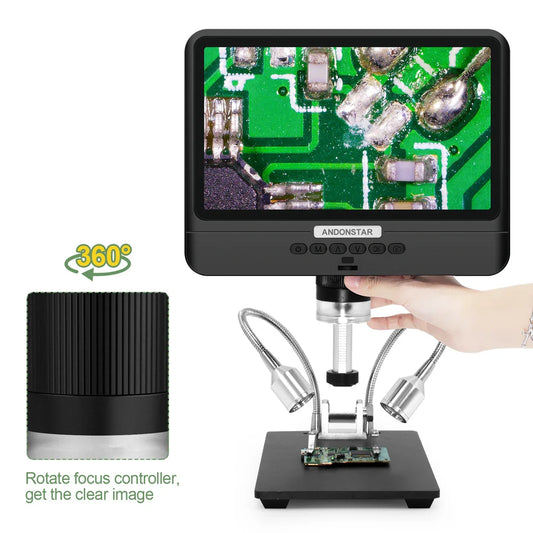 Andonstar AD208 Digital Microscope – 8.5" Adjustable LCD, 1080P HD, Black, Soldering Tool